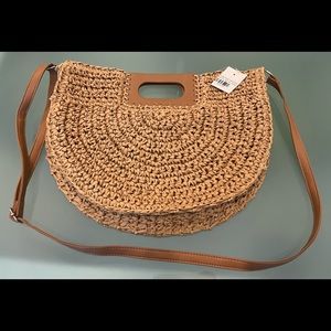 Khaki Straw bag, new
